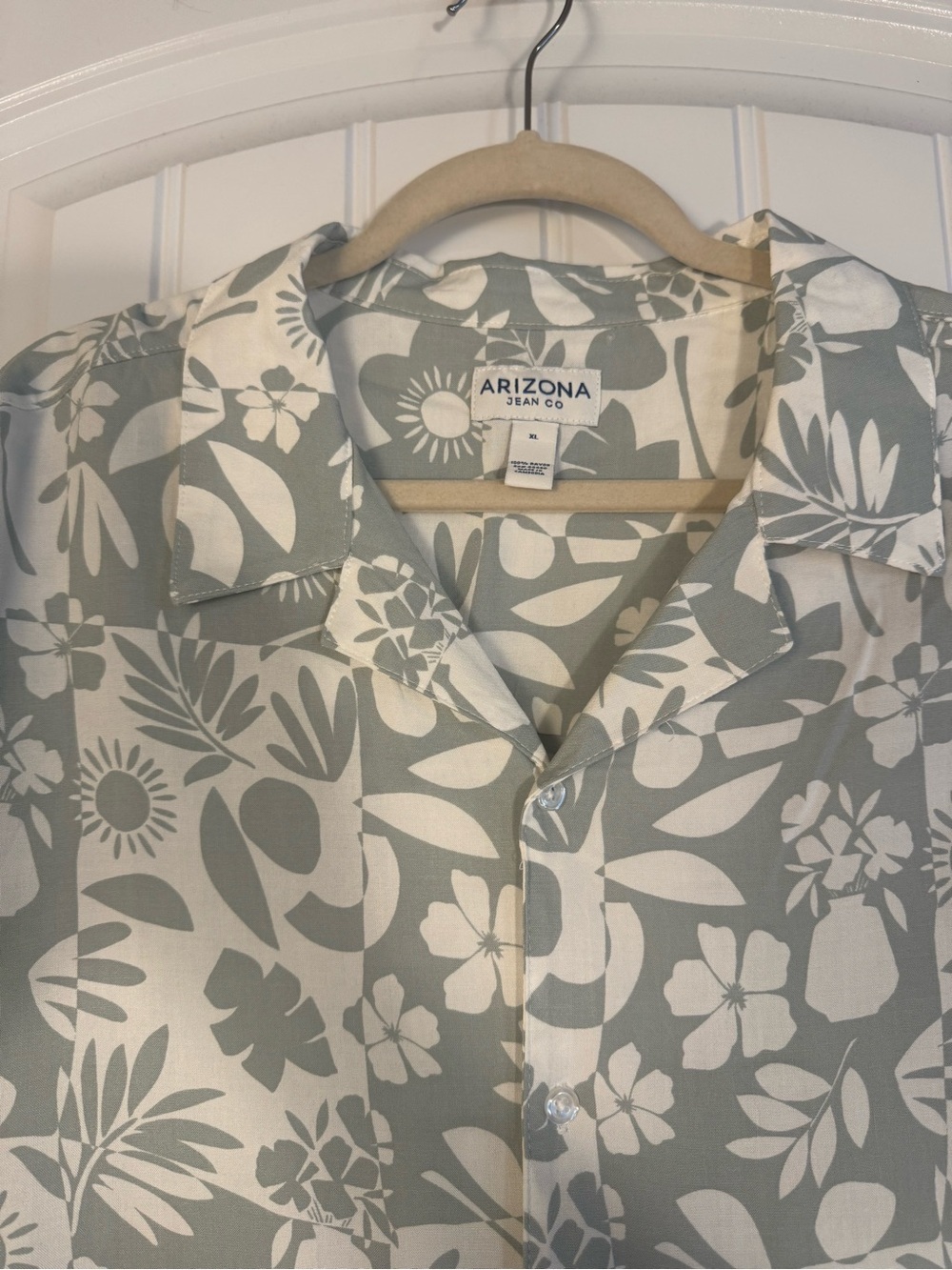 Arizona Jean Company Floral Button-Up Shirt in Sage and White - Picture 2 of 3